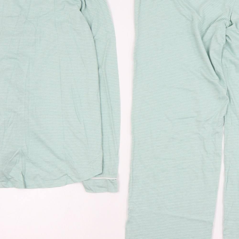 Dunnes Womens Green Striped Cotton Top Pyjama Set Size S  Button