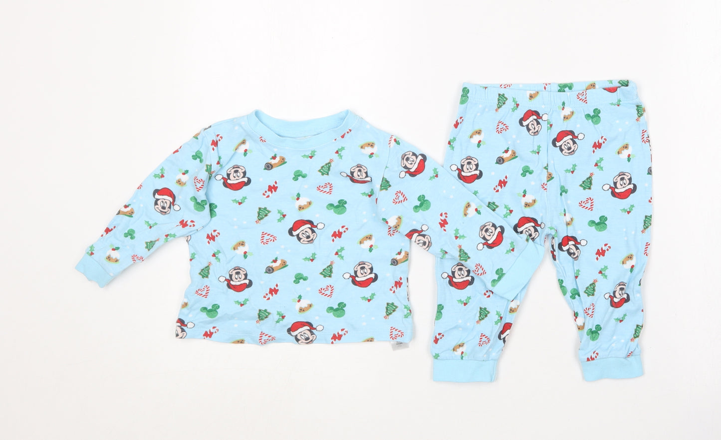 George Baby Blue Geometric Cotton Cami Pyjama Set Size 9-12 Months
