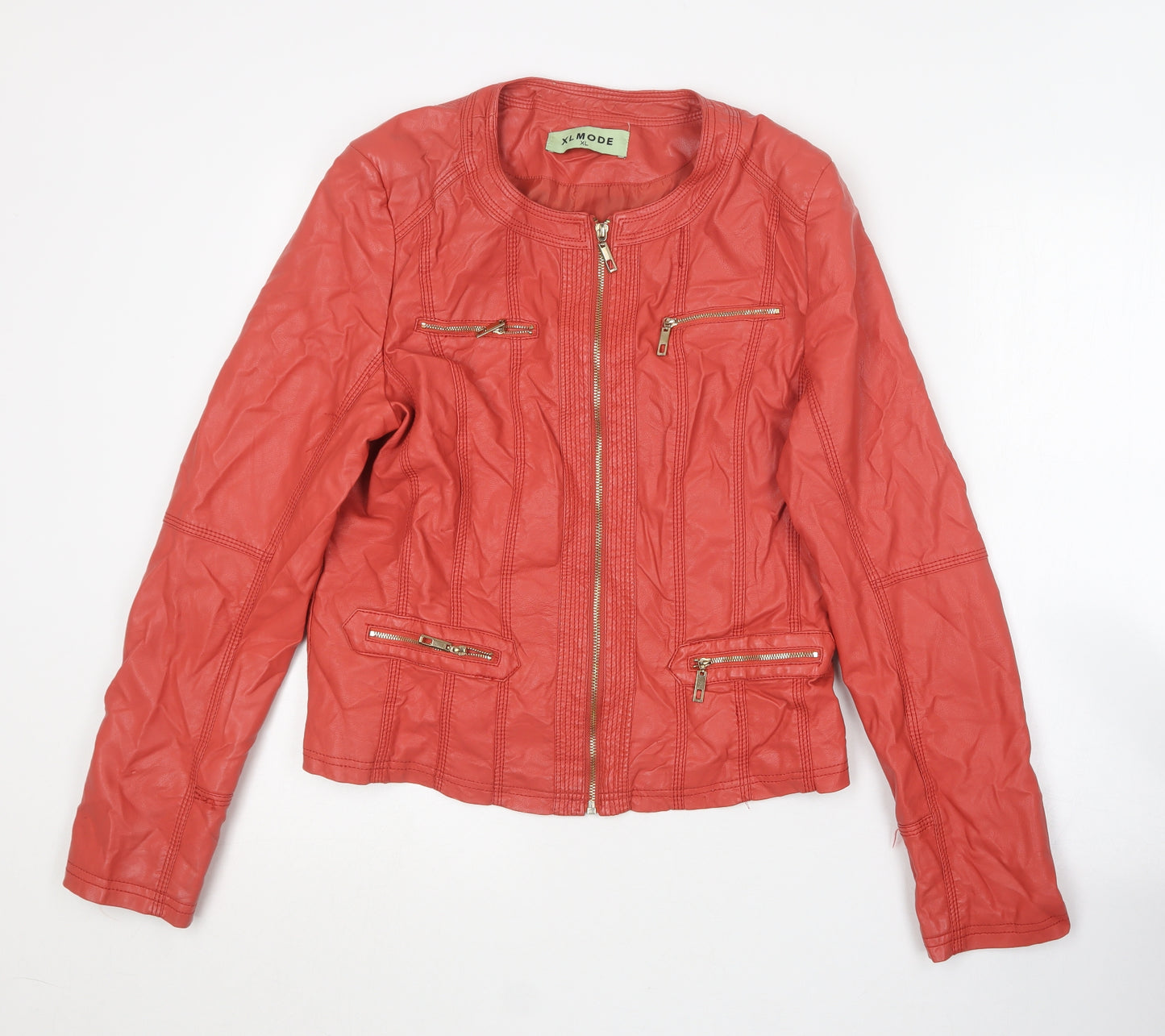 Mode Womens Red   Biker Jacket Size XL