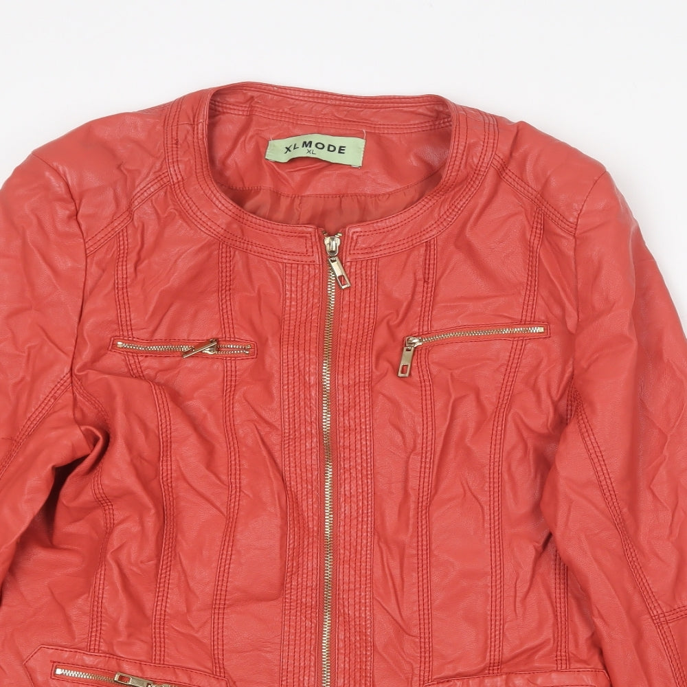 Mode Womens Red   Biker Jacket Size XL