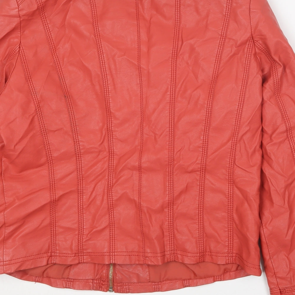Mode Womens Red   Biker Jacket Size XL