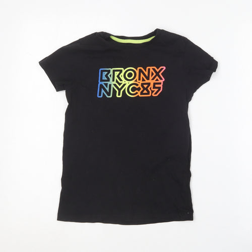 Matalan Boys Black  Cotton Basic T-Shirt Size 8 Years Round Neck  - Bronx NYC