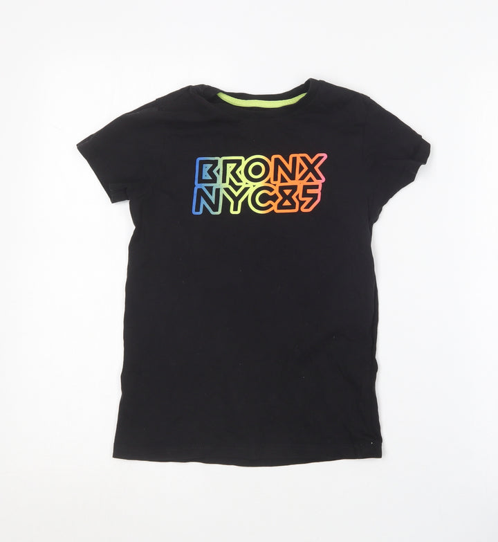 Matalan Boys Black  Cotton Basic T-Shirt Size 8 Years Round Neck  - Bronx NYC