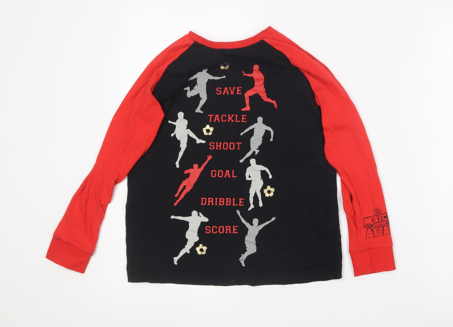 Preworn Boys Black  Cotton Basic T-Shirt Size 10 Years Round Neck  - Match attax top.