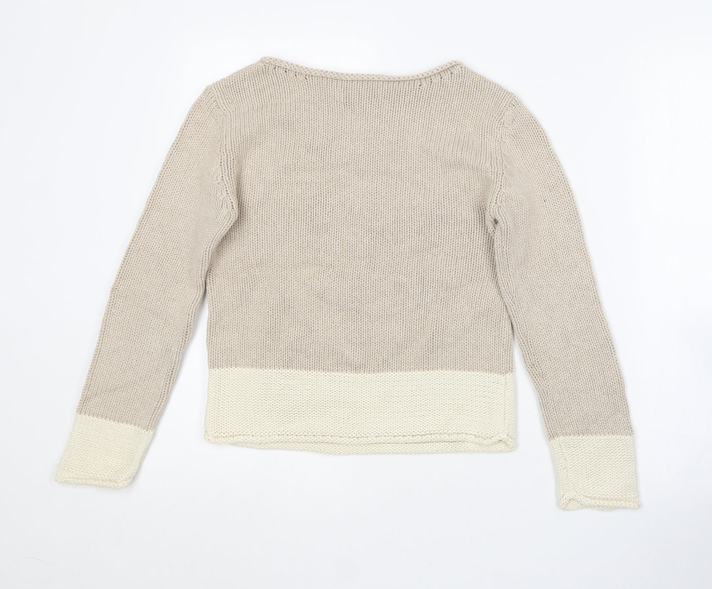 Boden Womens Beige Round Neck  Cotton Pullover Jumper Size S