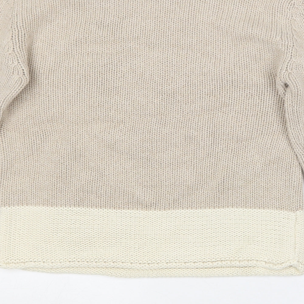 Boden Womens Beige Round Neck  Cotton Pullover Jumper Size S