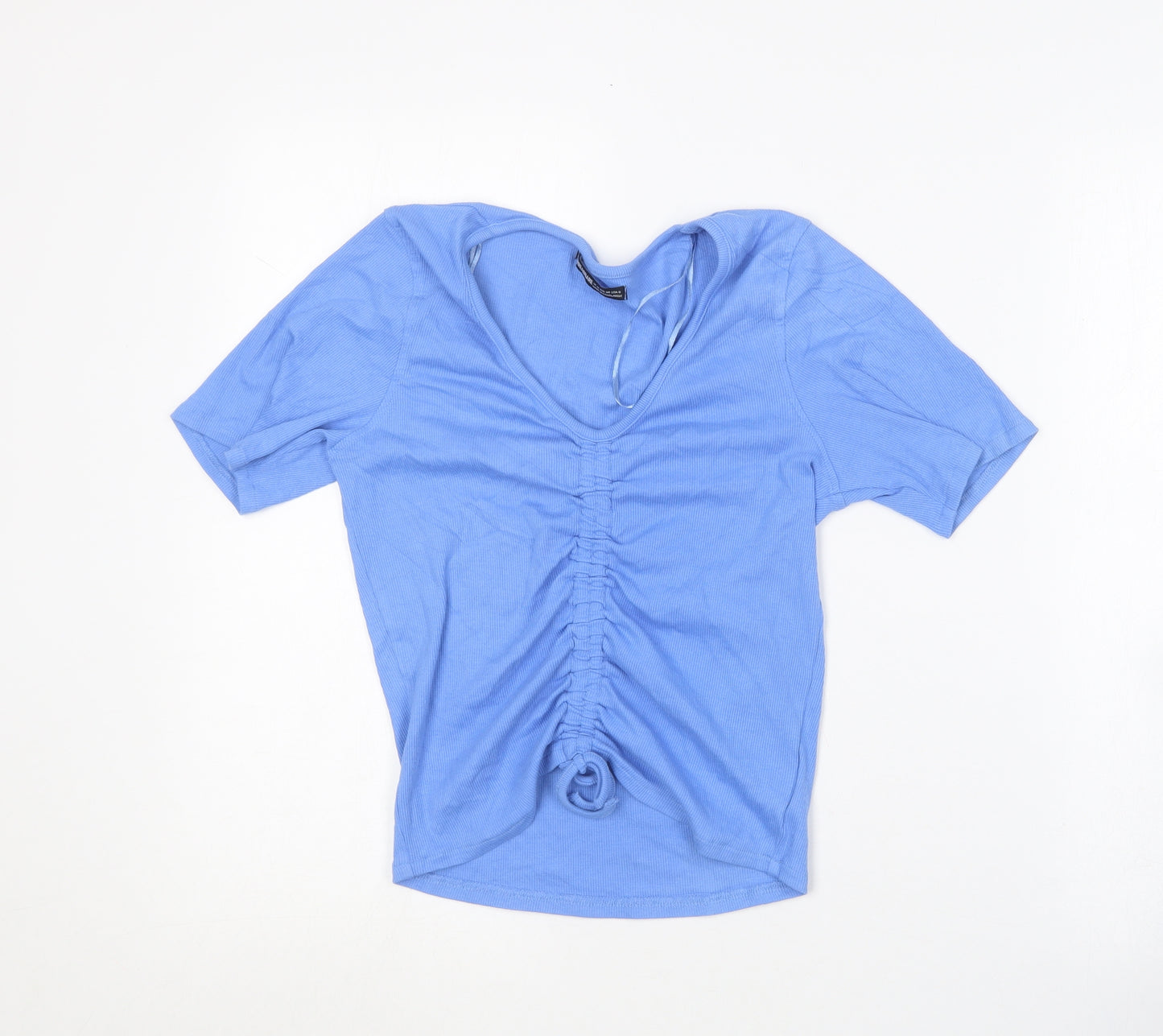 Threadbare Womens Blue  Cotton Basic T-Shirt Size 10 Scoop Neck