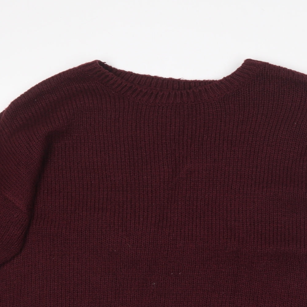 New Look Womens Purple Round Neck  Polyester Pullover Jumper Size L