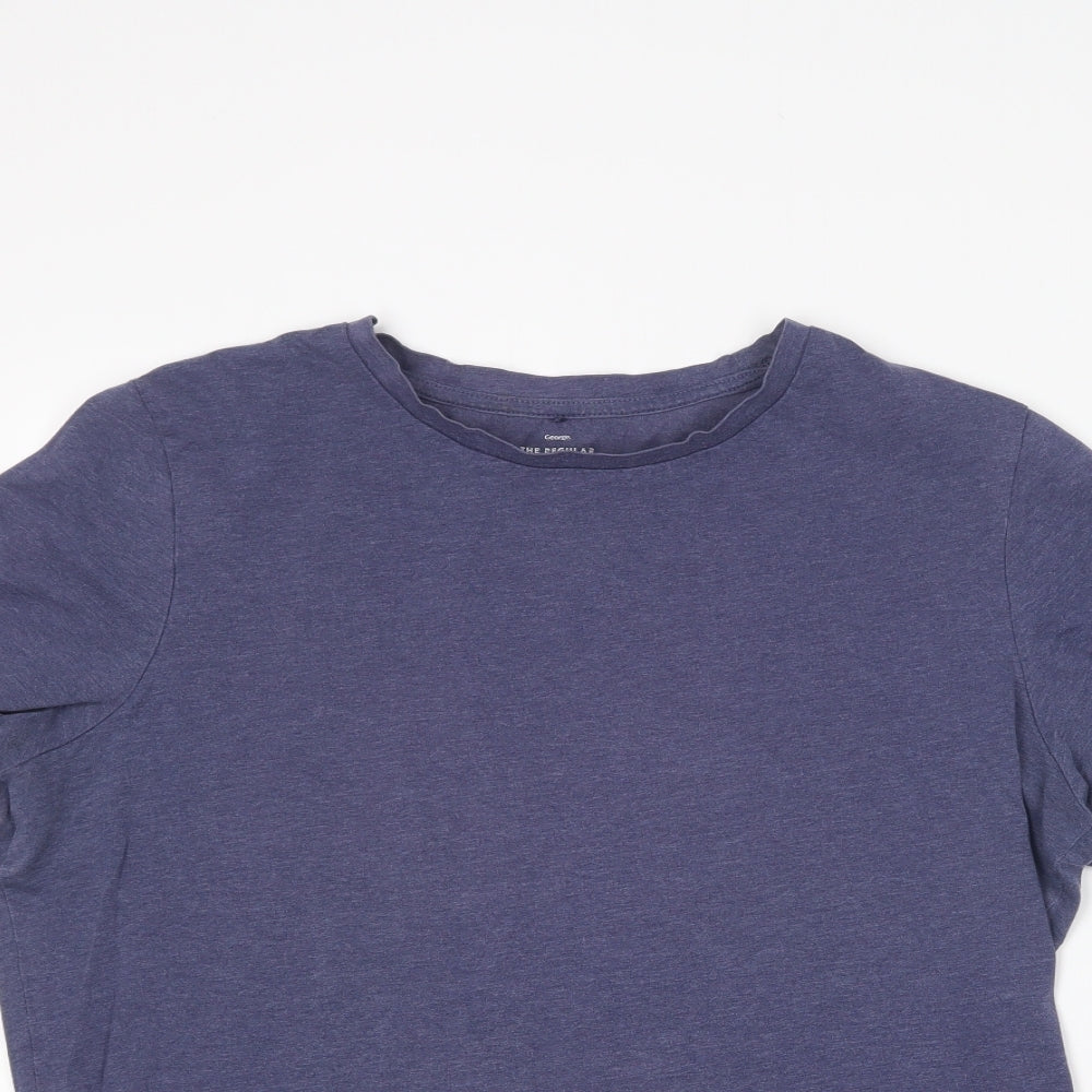 George Womens Blue  Cotton Basic T-Shirt Size 16 Crew Neck