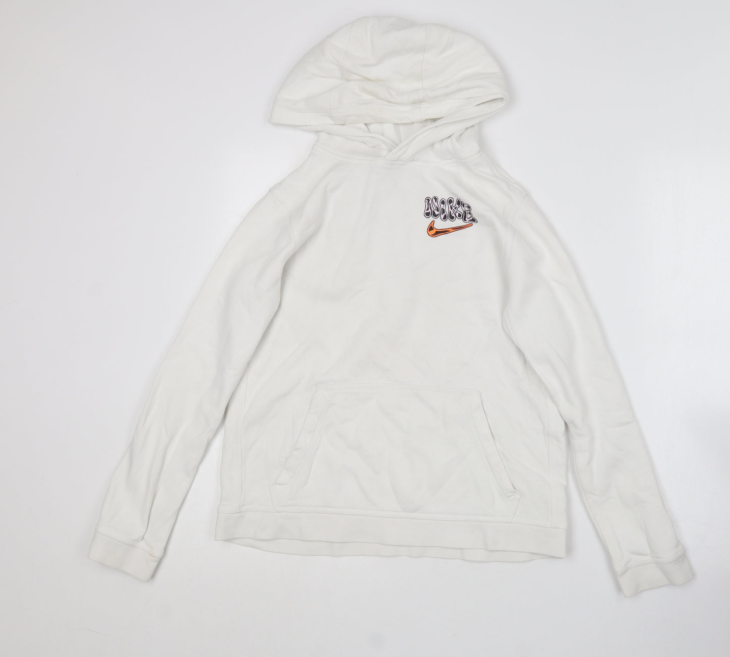 Nike Boys White  Cotton Pullover Hoodie Size XL