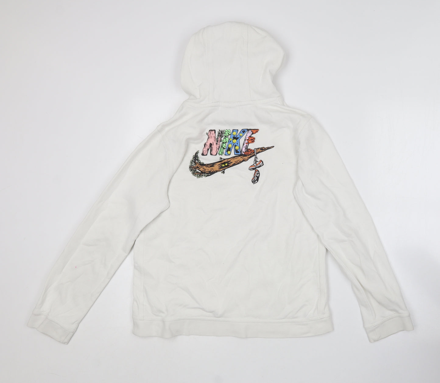 Nike Boys White  Cotton Pullover Hoodie Size XL