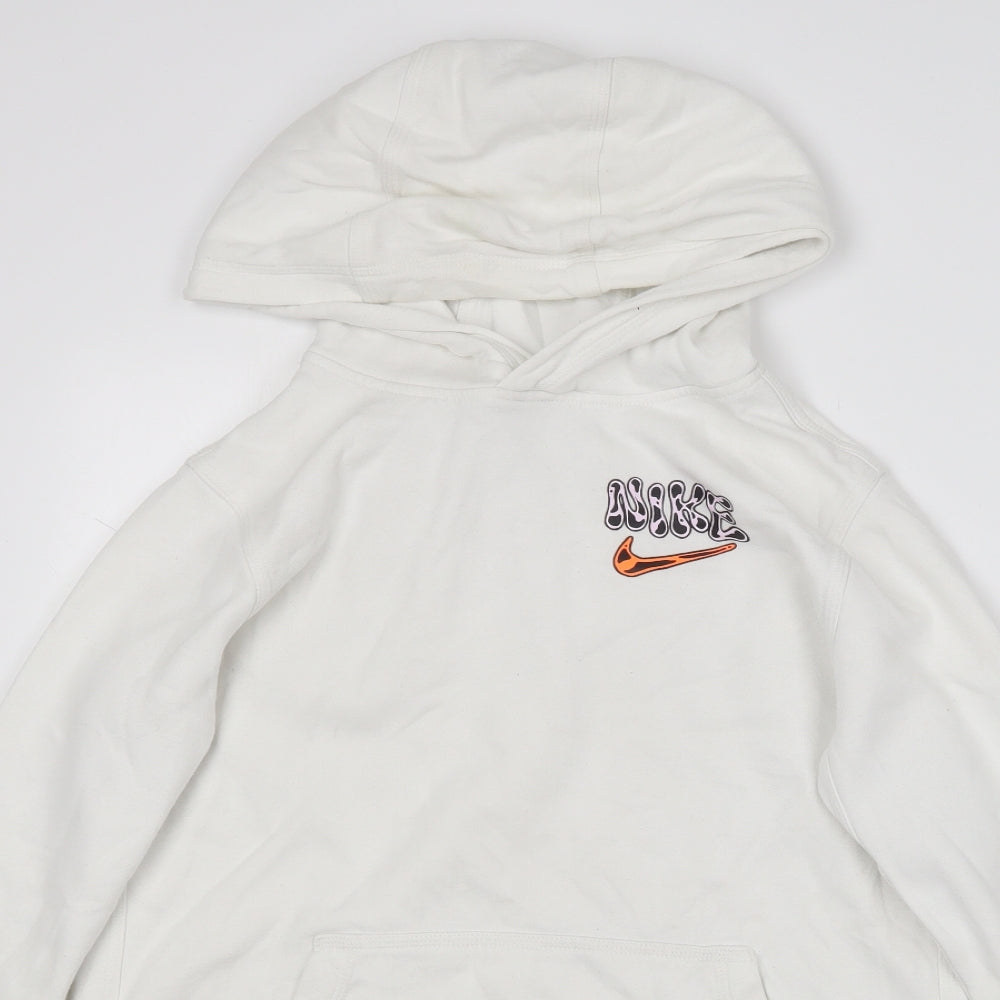 Nike Boys White  Cotton Pullover Hoodie Size XL