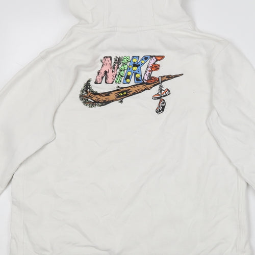 Nike Boys White  Cotton Pullover Hoodie Size XL