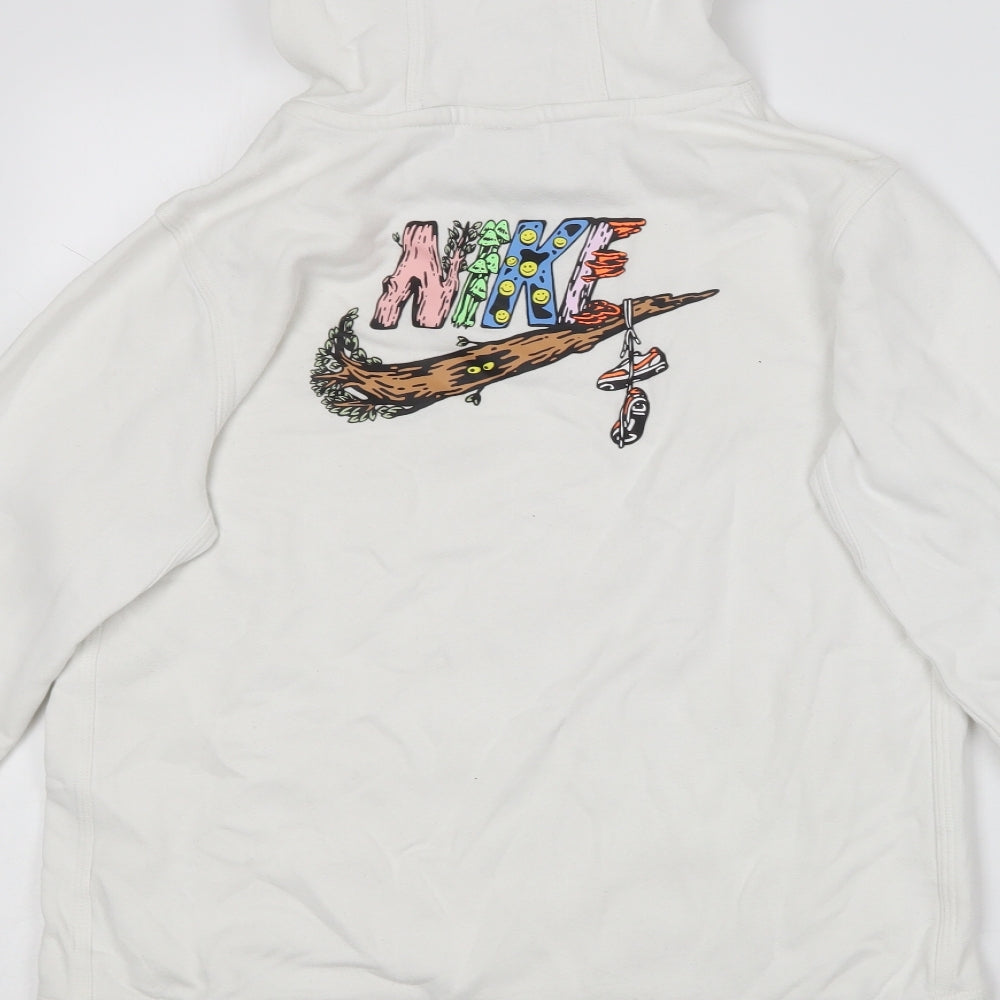 Nike Boys White  Cotton Pullover Hoodie Size XL