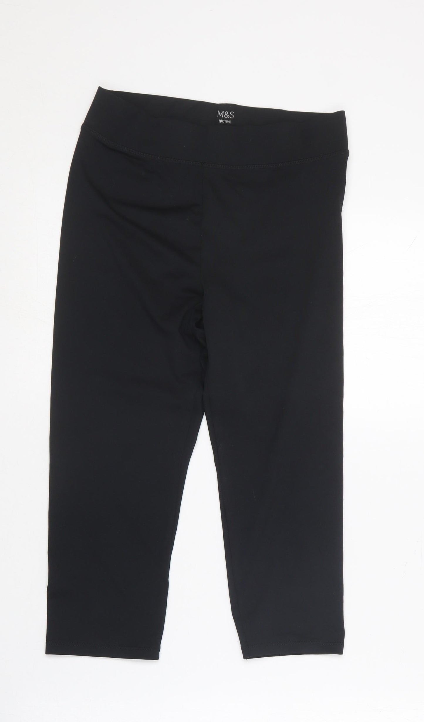 Marks and Spencer Womens Black  Polyester Compression Leggings Size 8 L16 in Regular
