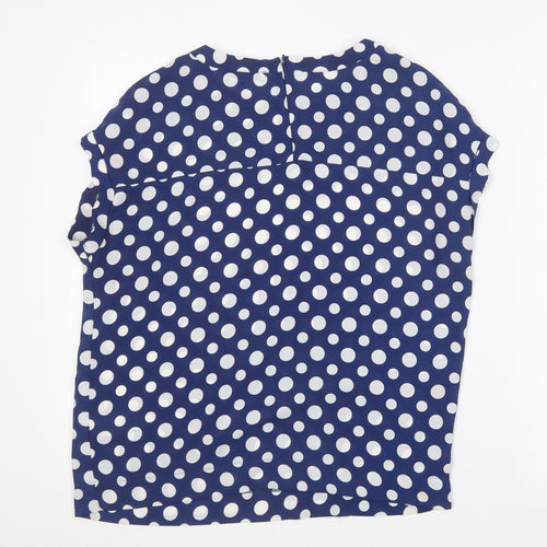 NEXT Womens Blue Polka Dot Polyester Basic Blouse Size 8 Round Neck