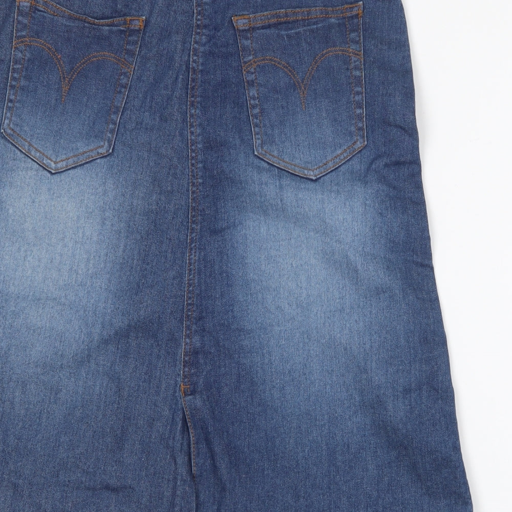 F&F Womens Blue  Polyester A-Line Skirt Size 10