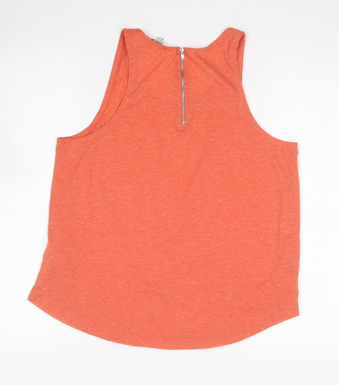 Peacocks Womens Orange  Polyester Basic Tank Size 12 Round Neck