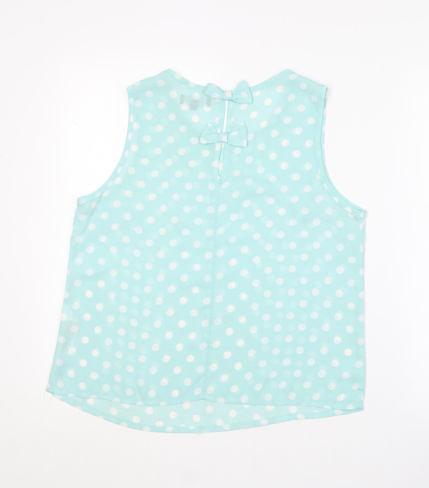 New Look Womens Blue Polka Dot Polyester Basic Blouse Size 12 Roll Neck
