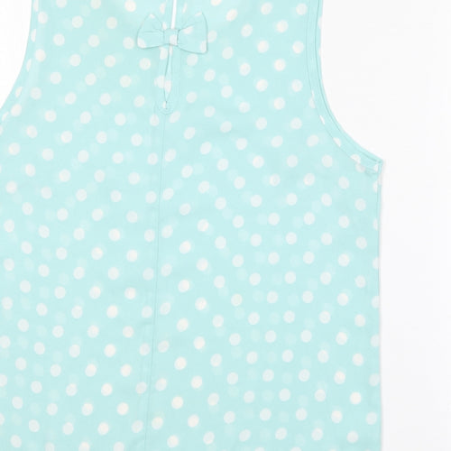 New Look Womens Blue Polka Dot Polyester Basic Blouse Size 12 Roll Neck