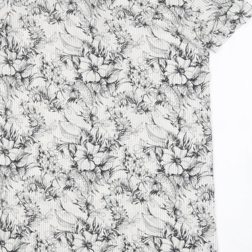 My Bra Fashion Womens White Floral Cotton Shirt Dress  Size S  V-Neck