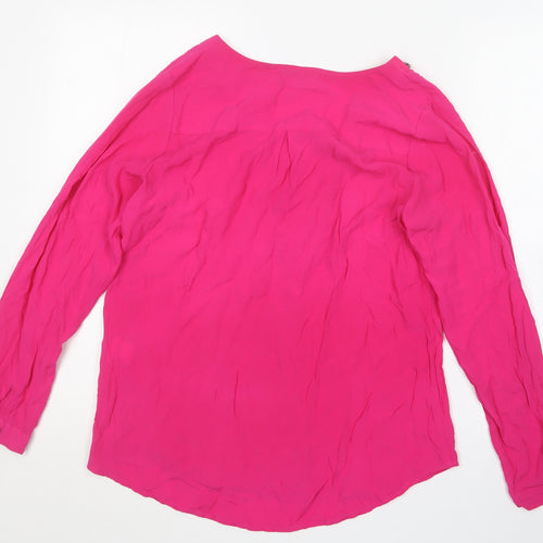 Fee Red Womens Pink  Nylon Basic T-Shirt Size S V-Neck