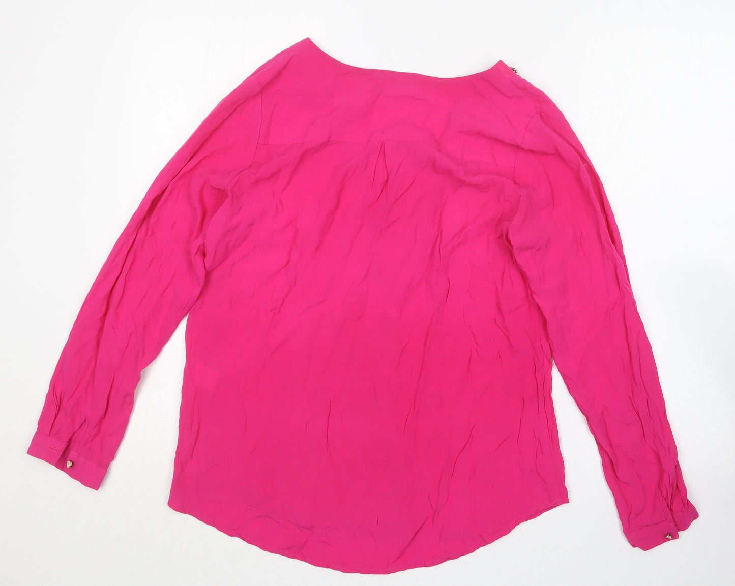 Fee Red Womens Pink  Nylon Basic T-Shirt Size S V-Neck