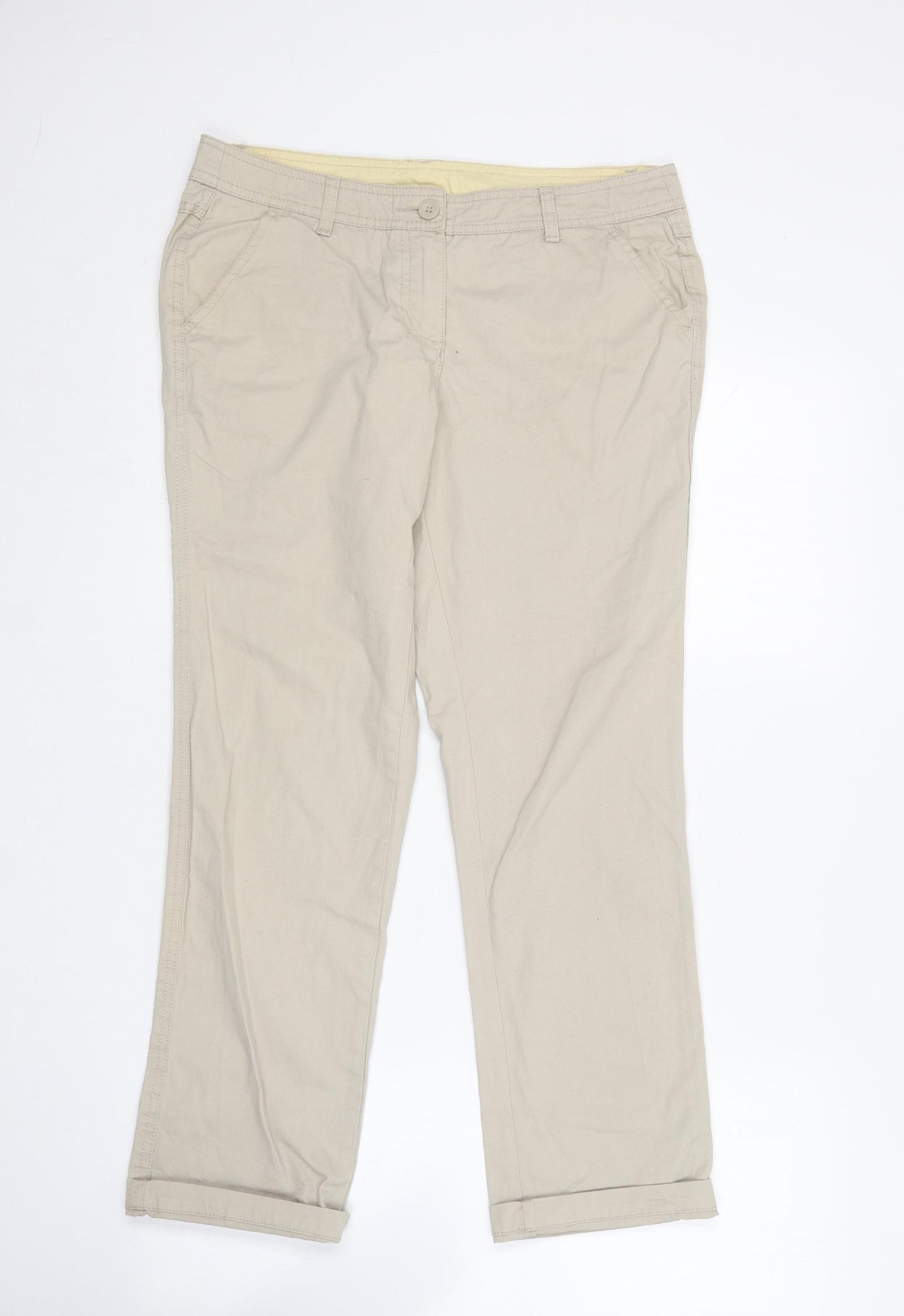 TU Womens Beige  Cotton Chino Trousers Size 10 L25 in Regular