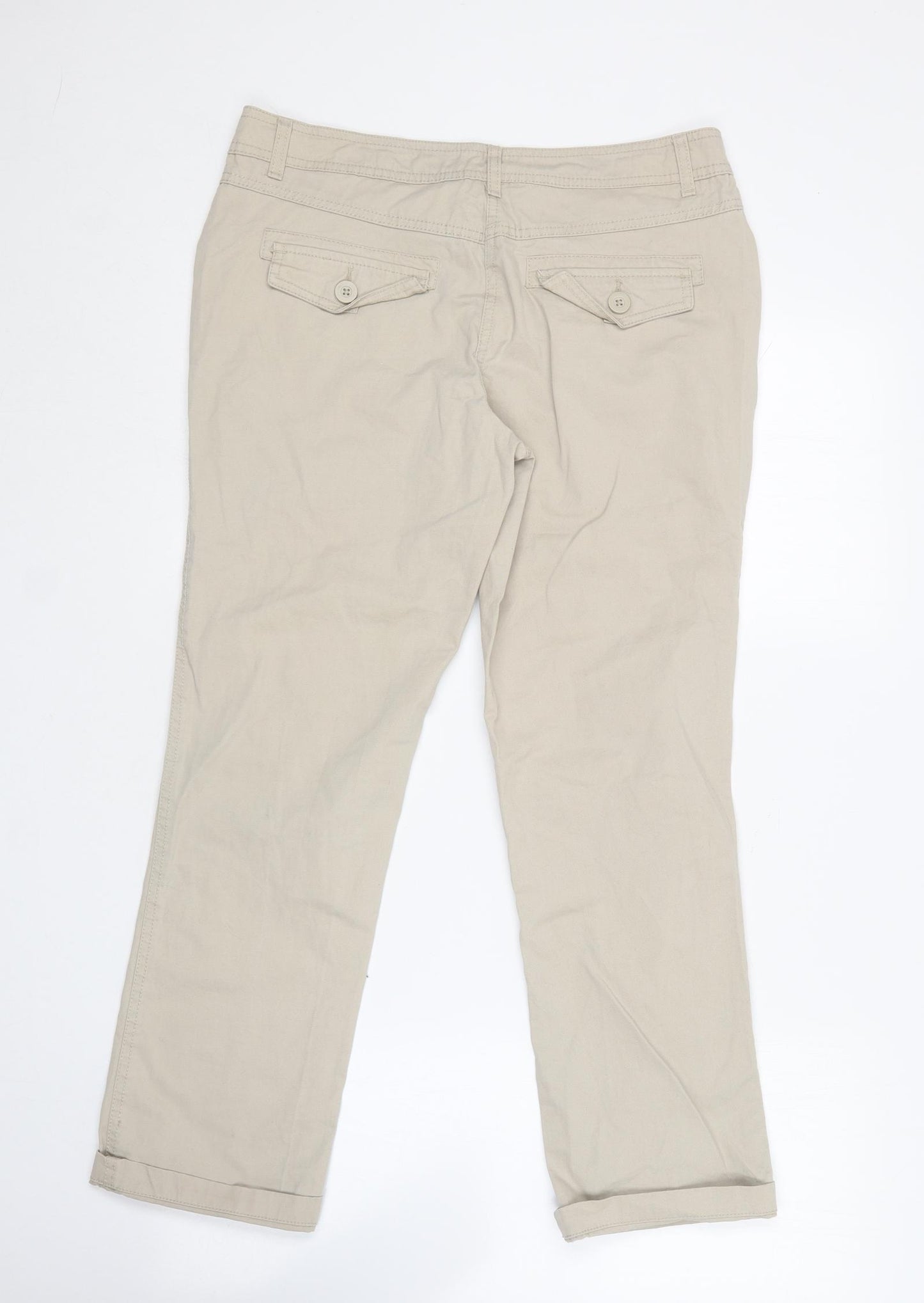 TU Womens Beige  Cotton Chino Trousers Size 10 L25 in Regular
