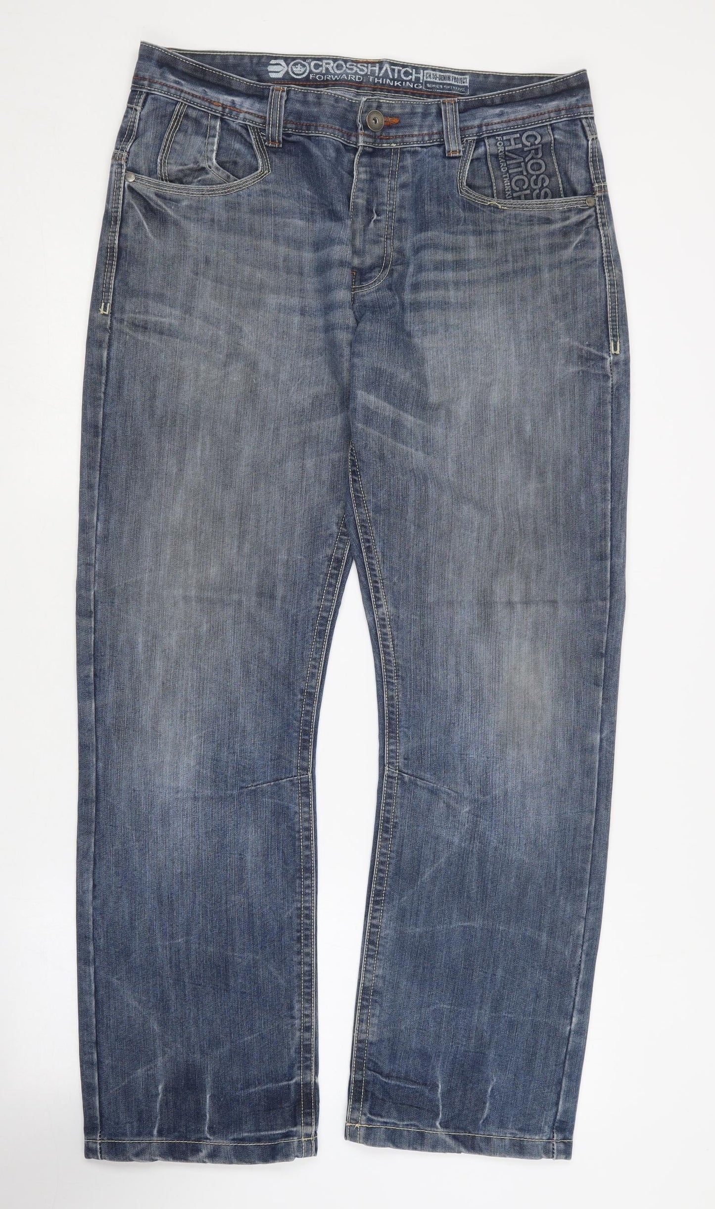 Crosshatch Mens Blue  Cotton Straight Jeans Size 34 in L30 in Regular