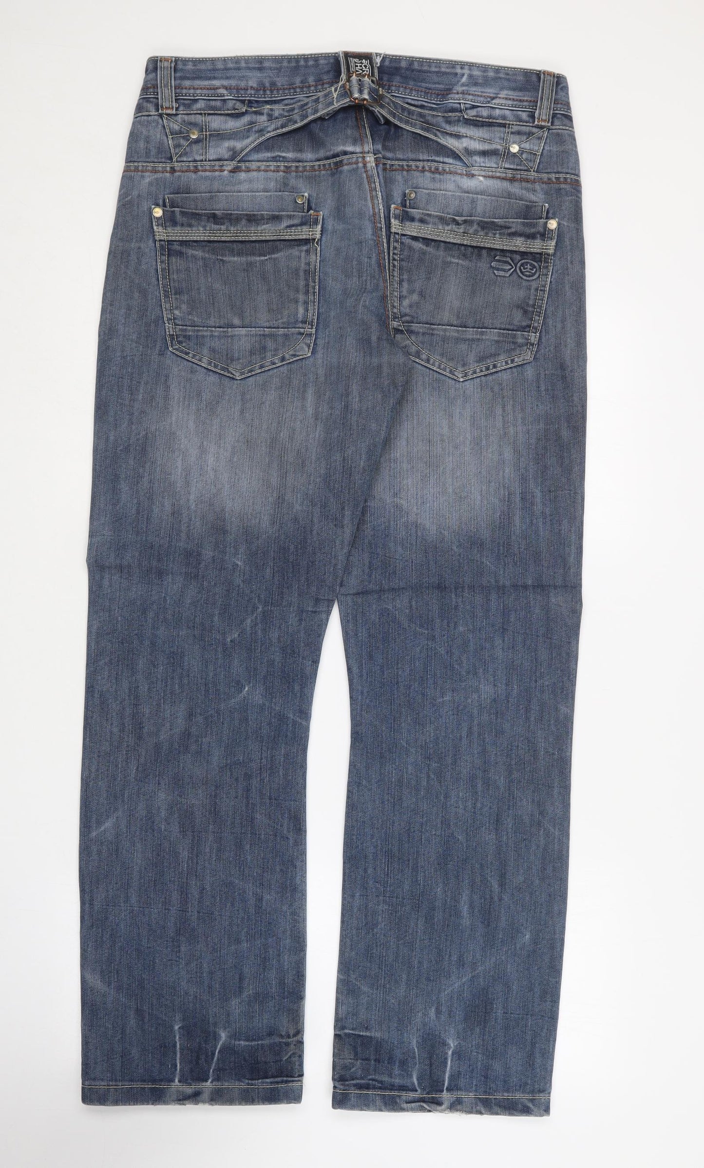 Crosshatch Mens Blue  Cotton Straight Jeans Size 34 in L30 in Regular
