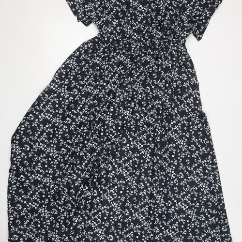Bloom Chick Womens Black Floral Polyester Fit & Flare  Size 18  V-Neck