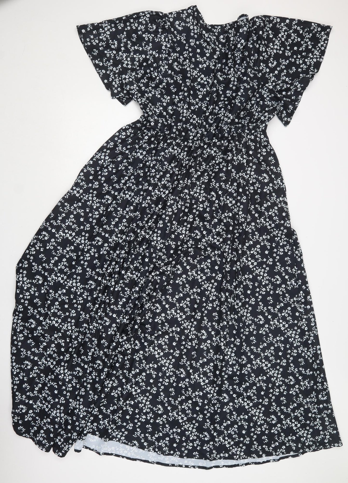 Bloom Chick Womens Black Floral Polyester Fit & Flare  Size 18  V-Neck