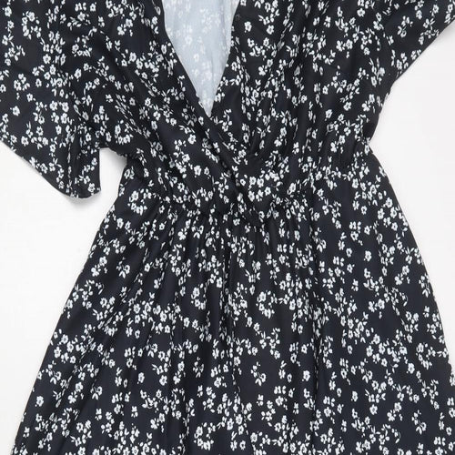 Bloom Chick Womens Black Floral Polyester Fit & Flare  Size 18  V-Neck
