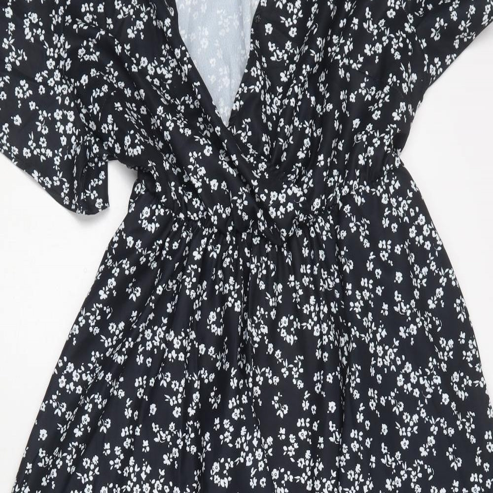 Bloom Chick Womens Black Floral Polyester Fit & Flare  Size 18  V-Neck
