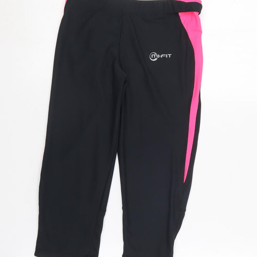 Mi Fit Womens Black  Polyester Compression Leggings Size 8 L16 in Regular