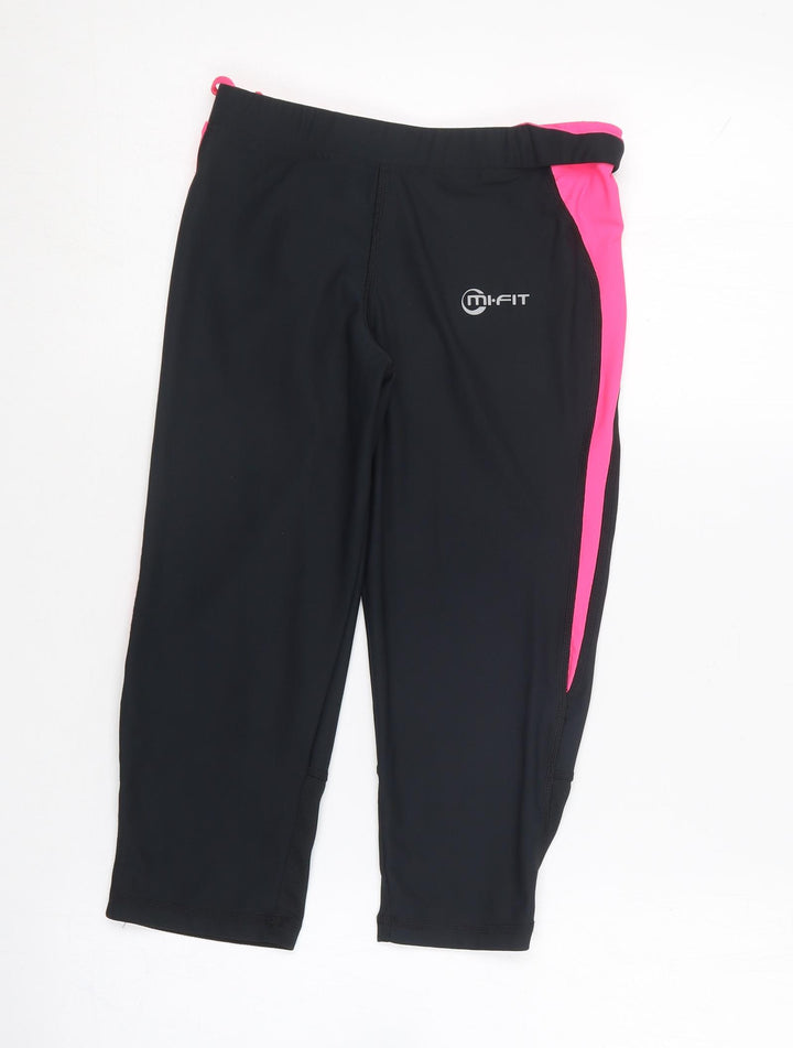 Mi Fit Womens Black  Polyester Compression Leggings Size 8 L16 in Regular