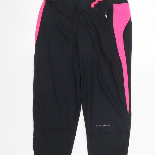 Mi Fit Womens Black  Polyester Compression Leggings Size 8 L16 in Regular
