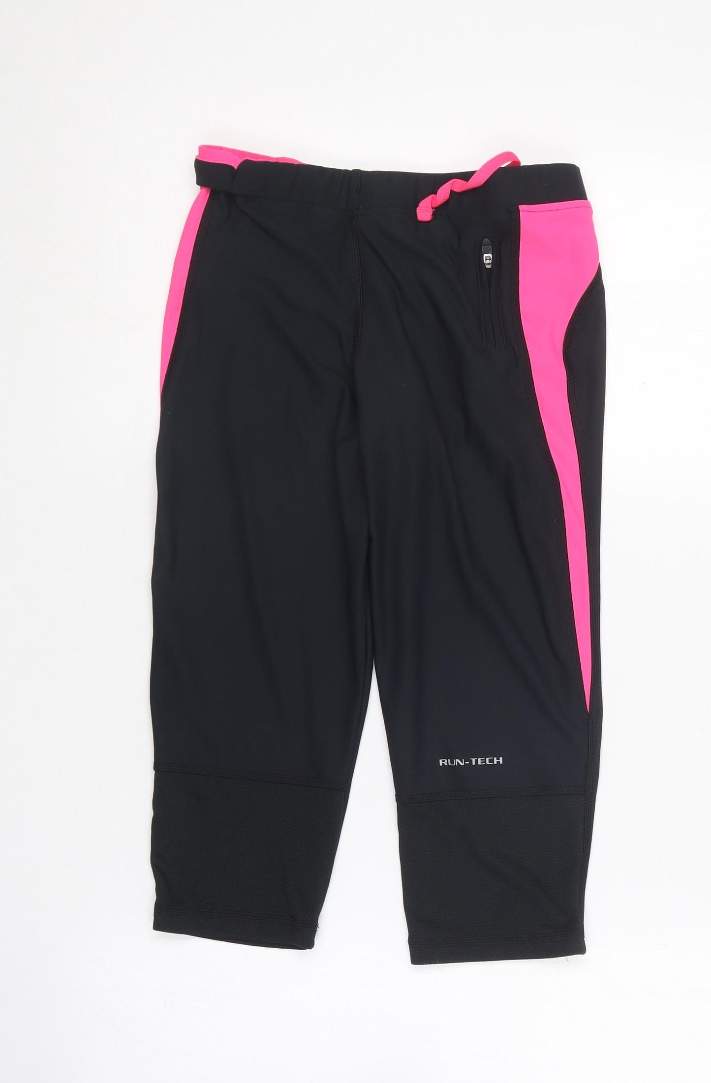 Mi Fit Womens Black  Polyester Compression Leggings Size 8 L16 in Regular