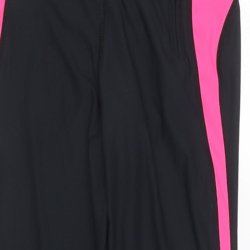 Mi Fit Womens Black  Polyester Compression Leggings Size 8 L16 in Regular