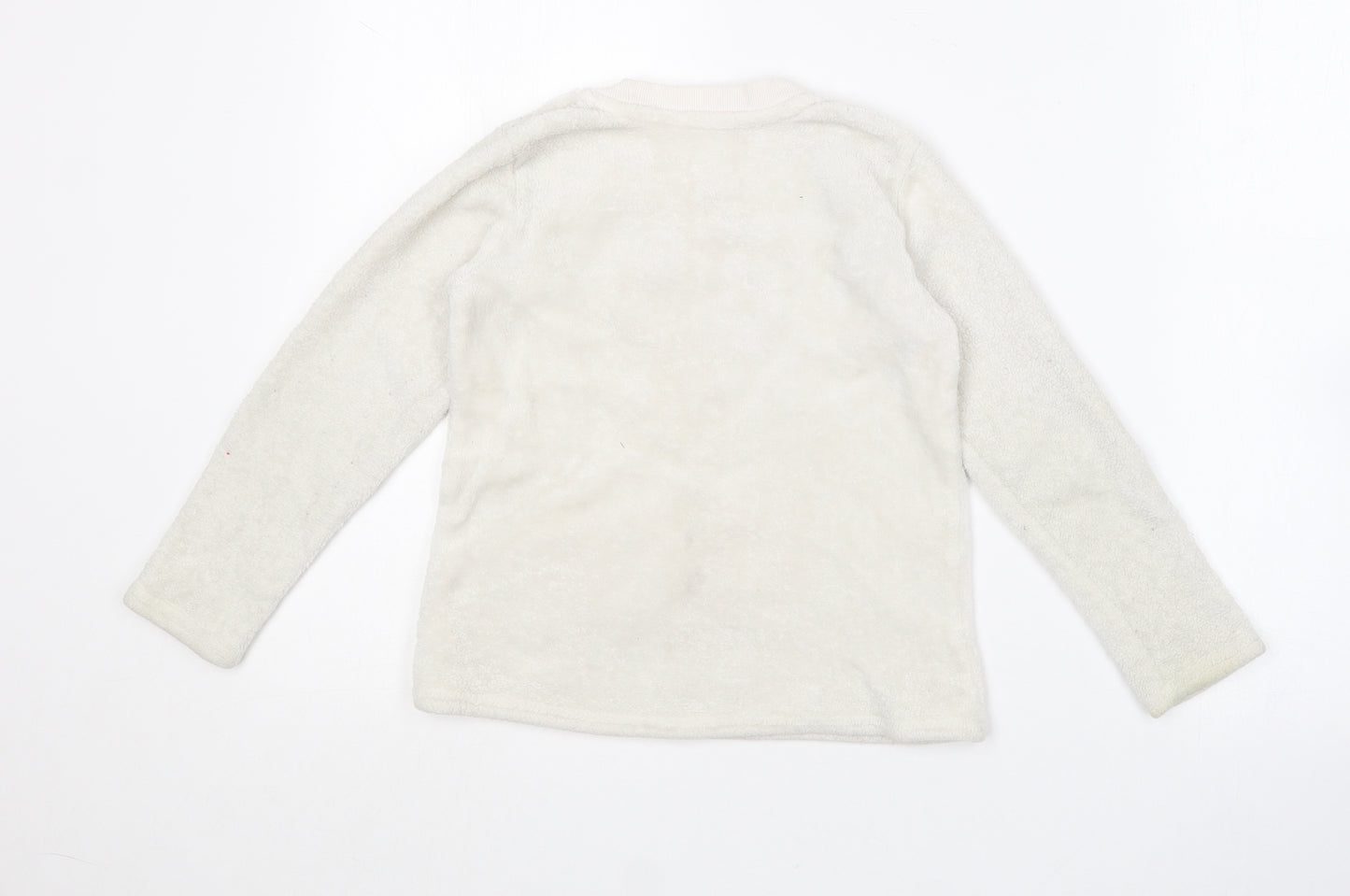 Dunnes Stores Girls White Round Neck  Polyester Pullover Jumper Size 7-8 Years   - Christmas Jumperq