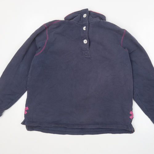Lazy Jacks Womens Blue Collared  Cotton Pullover Jumper Size M