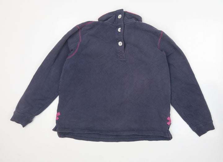 Lazy Jacks Womens Blue Collared  Cotton Pullover Jumper Size M