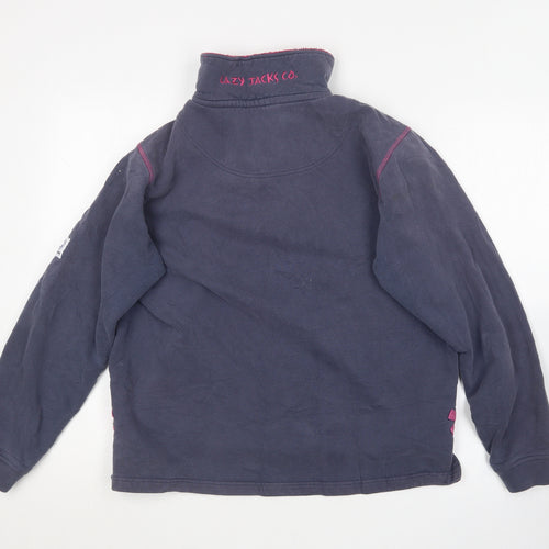 Lazy Jacks Womens Blue Collared  Cotton Pullover Jumper Size M