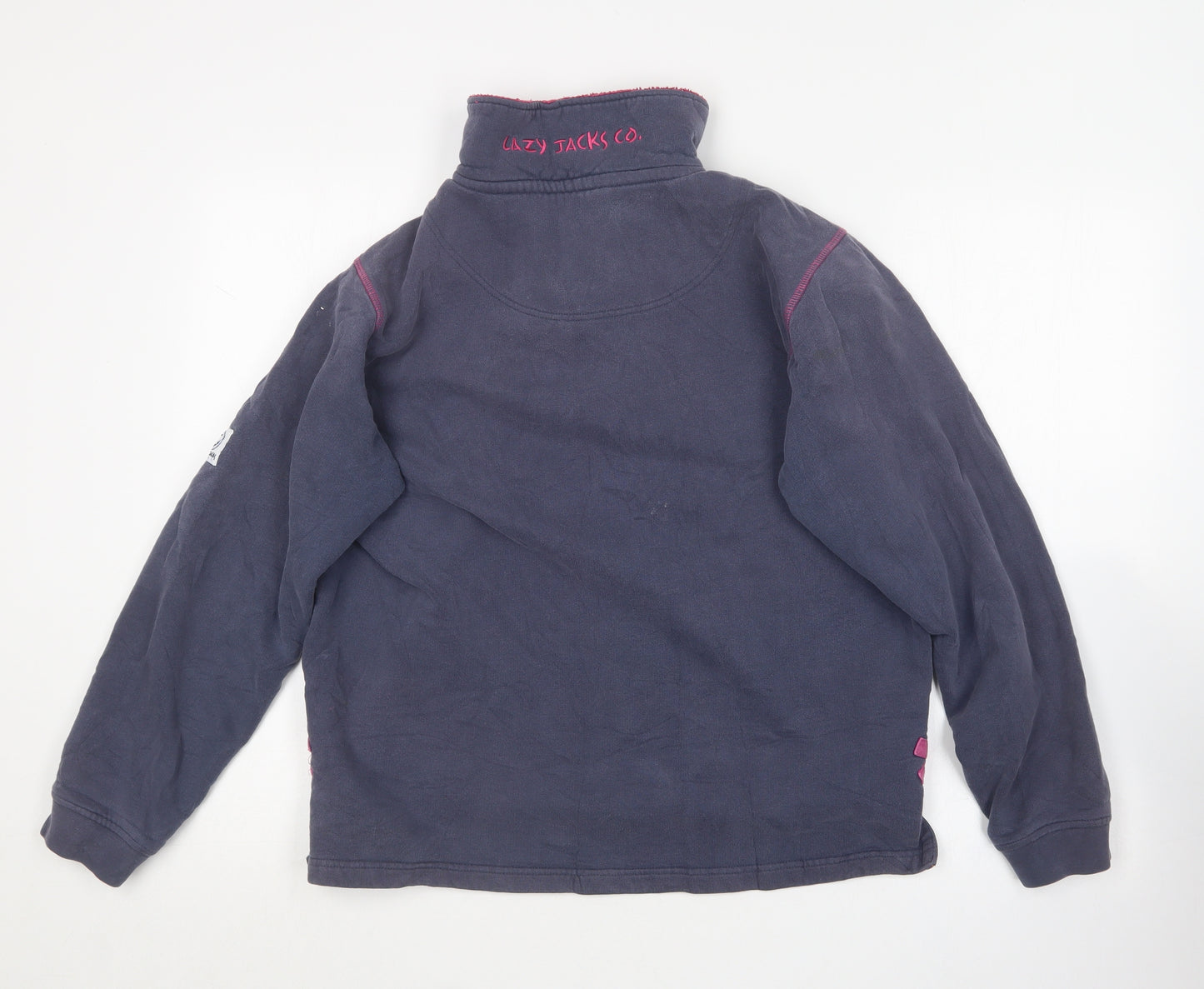 Lazy Jacks Womens Blue Collared  Cotton Pullover Jumper Size M