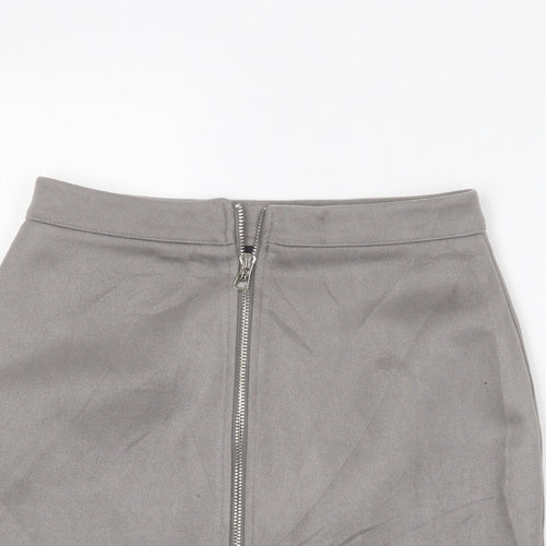 Missguided Womens Grey  Polyester Mini Skirt Size 8