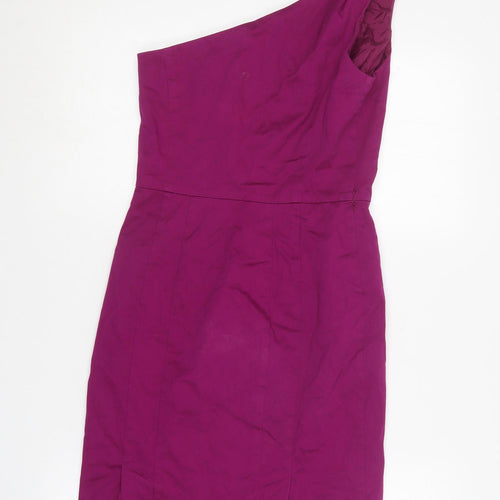 Warehouse Womens Purple  Cotton Pencil Dress  Size 10  One Shoulder