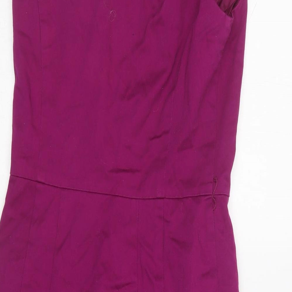 Warehouse Womens Purple  Cotton Pencil Dress  Size 10  One Shoulder