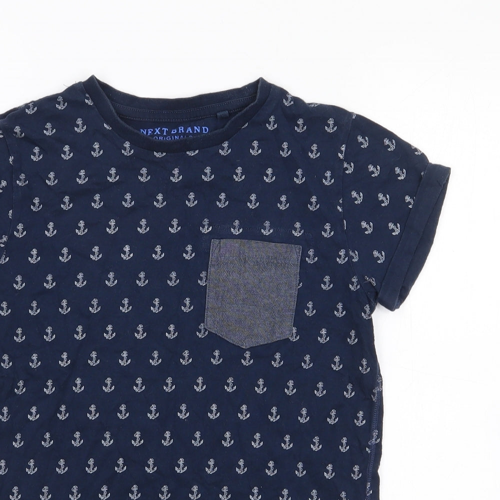 NEXT Boys Blue Geometric Cotton Jersey T-Shirt Size 9 Years Round Neck Pullover