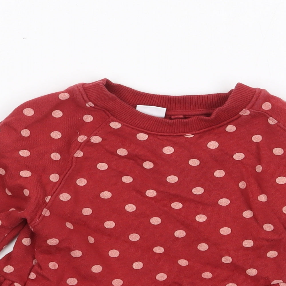 NEXT Girls Red Crew Neck Polka Dot Cotton Pullover Jumper Size 2-3 Years  Pullover